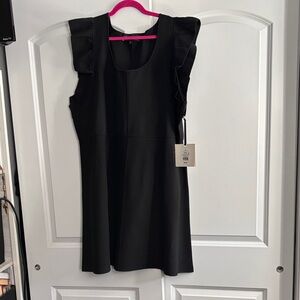 Victoria Beckham for Target Black Ruffled Sleeve A-Line Dress